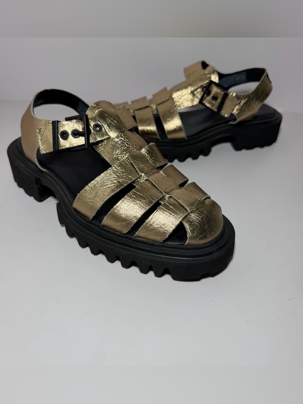 All Saints Nessa Fisherman Sandals Gold Size 8